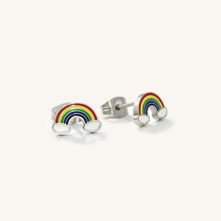Kids Rainbow & Cloud Stud Hypoallergenic Earrings