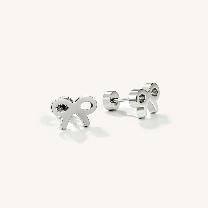 Bow Hypoallergenic Flat Back Stud Earrings