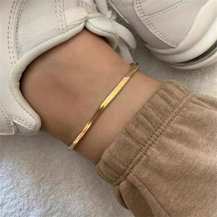 Gia Gold Herringbone Anklet