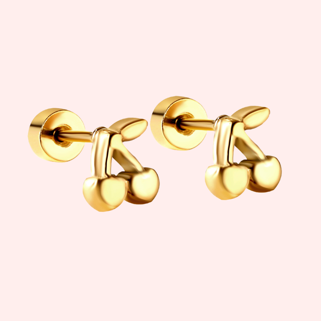 Cherry Hypoallergenic Flat Back Stud Earrings