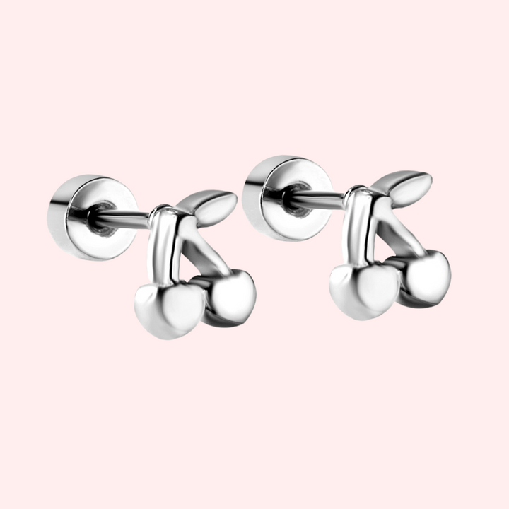 Cherry Hypoallergenic Flat Back Stud Earrings