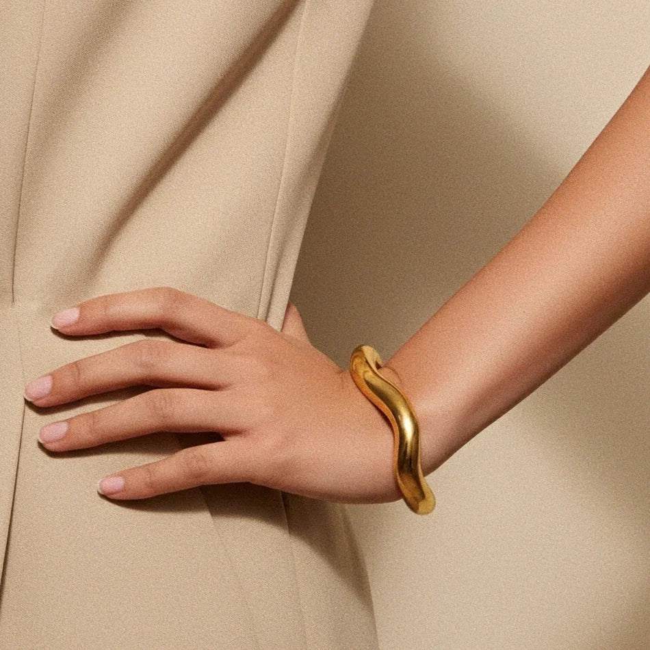 Zaria Asymmetrical Gold Bangle