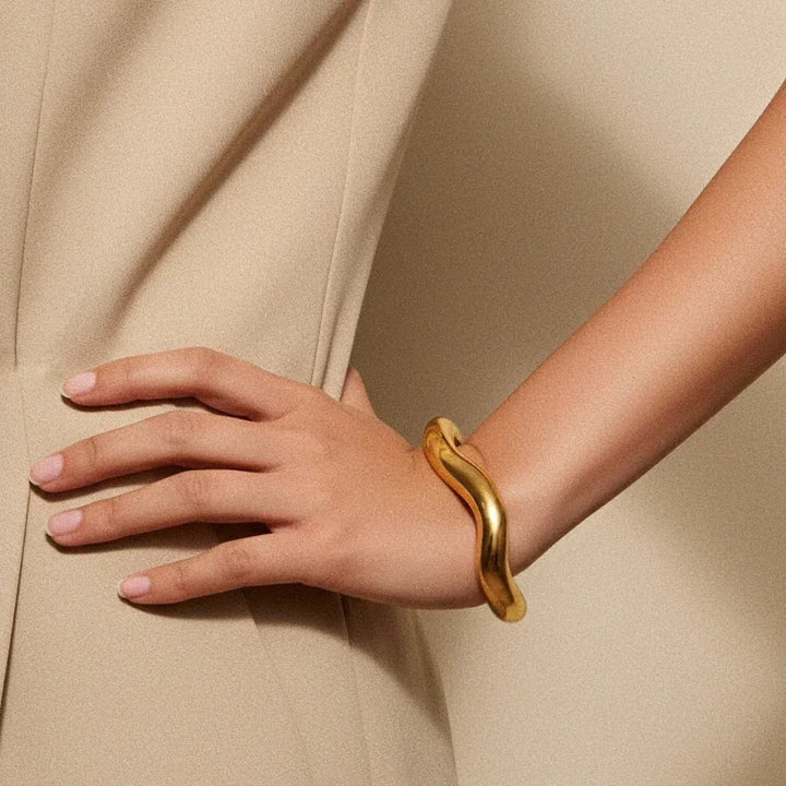 Zaria Asymmetrical Gold Bangle