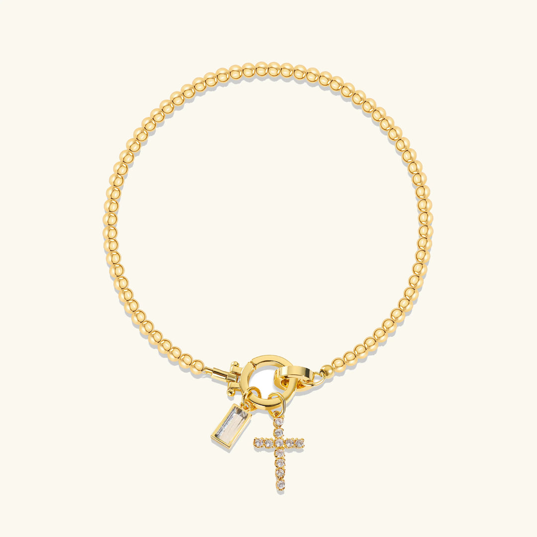 Amalia Birthstone Cross Bracelet