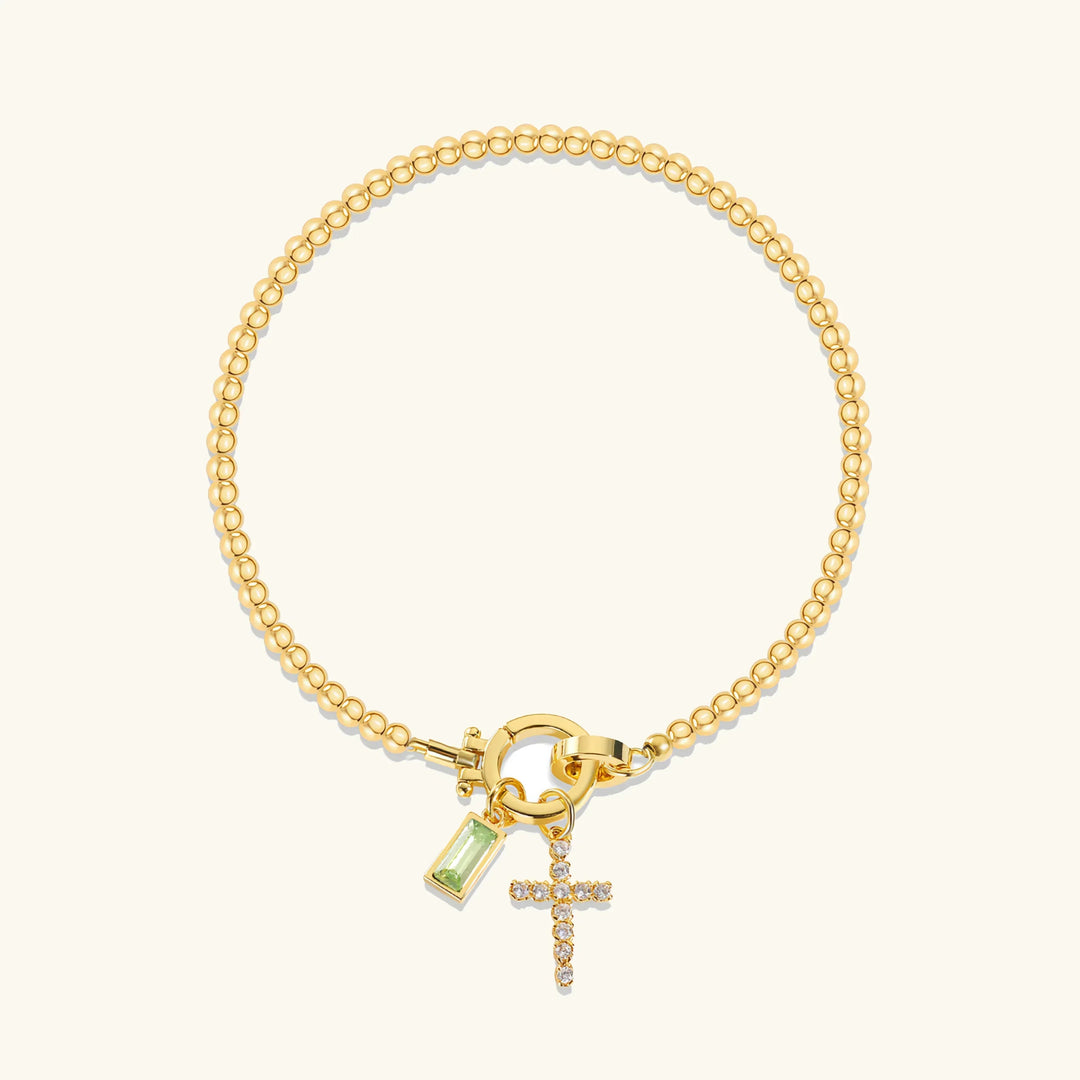 Amalia Birthstone Cross Bracelet