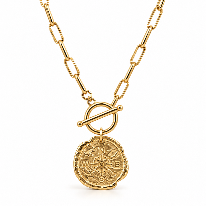 Asher Compass Pendant Toggle Chain Necklace