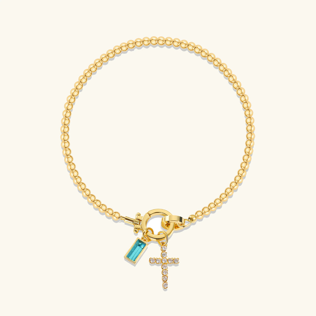 Amalia Birthstone Cross Bracelet