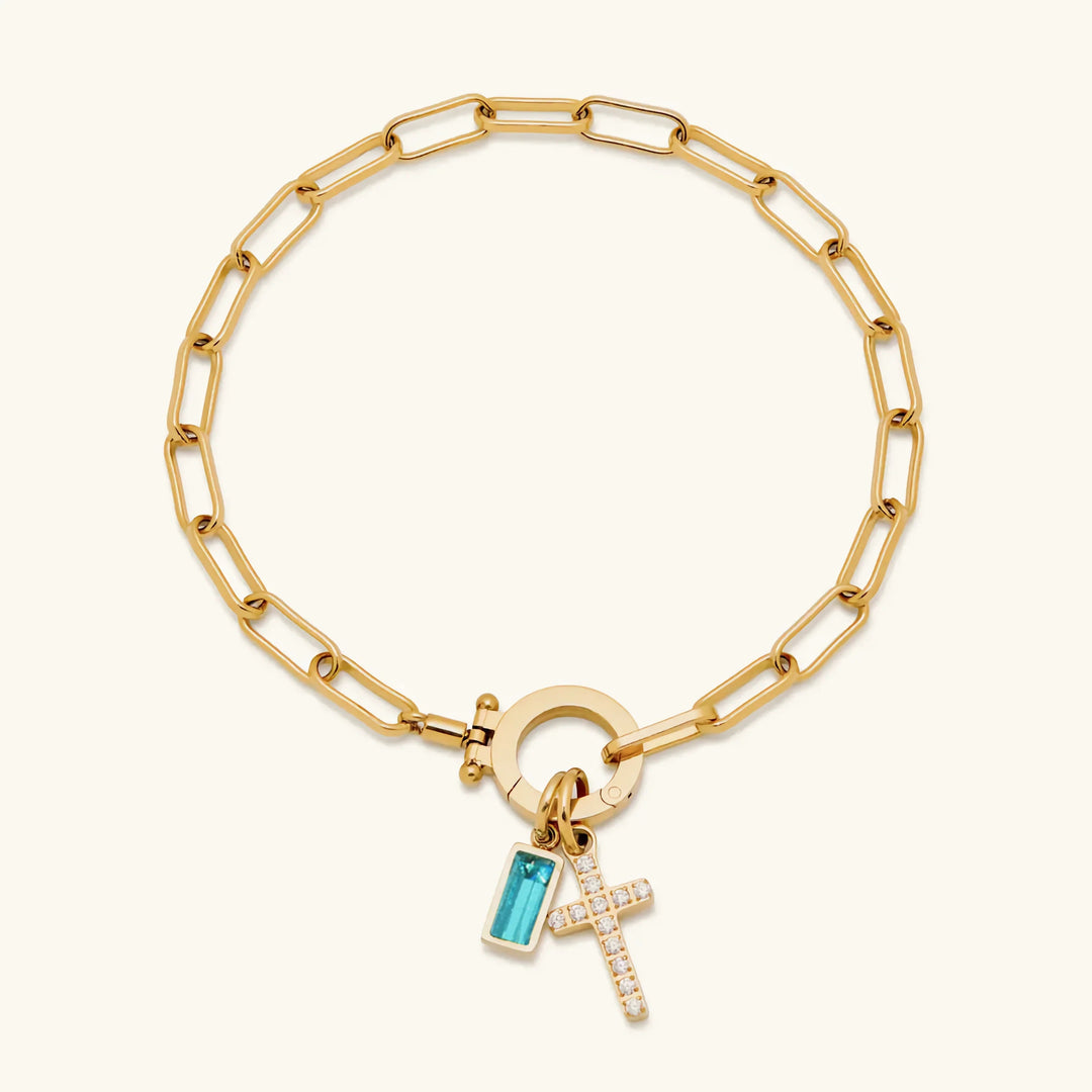 Annabella Birthstone Cross Bracelet