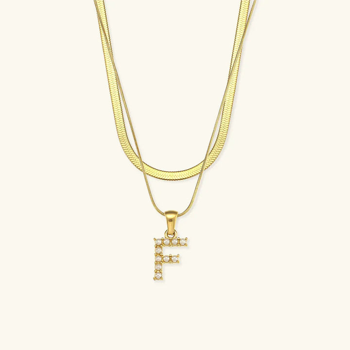 Fiona Layered Gold Initial Letter Necklace
