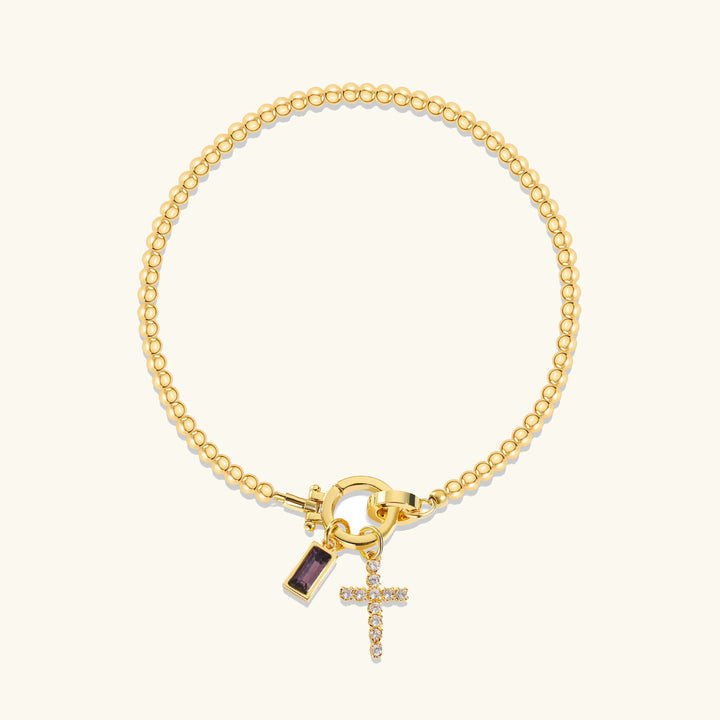 Amalia Birthstone Cross Bracelet