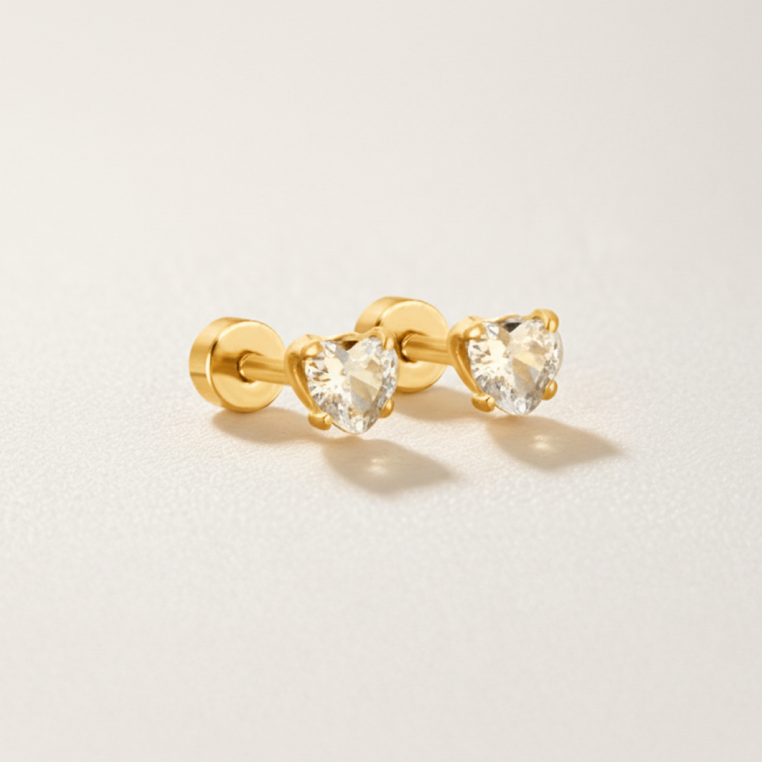 Love Heart Cubic Zirconia Flat Back Earrings