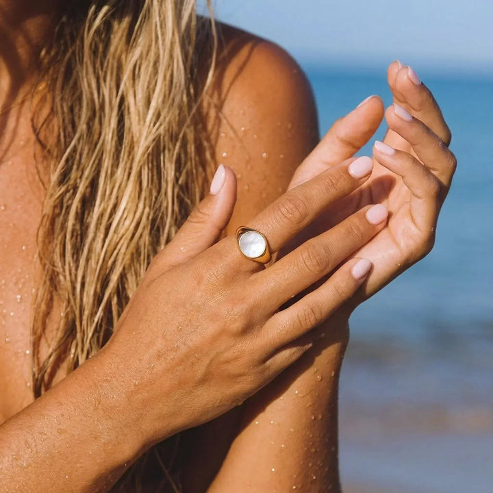 Mother Of Pearl Gold Ring