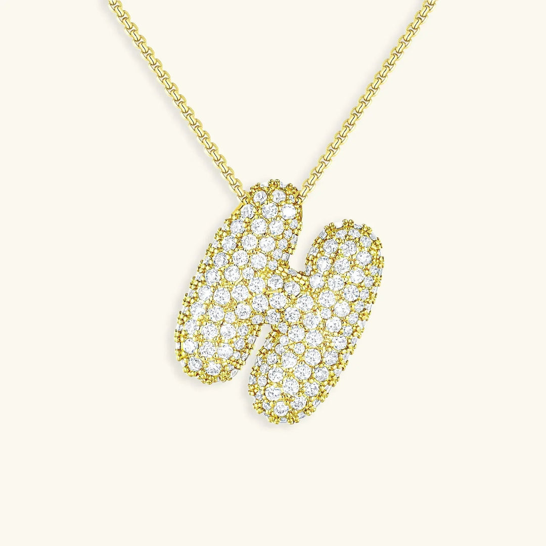 Bubble Initial Diamond Necklace