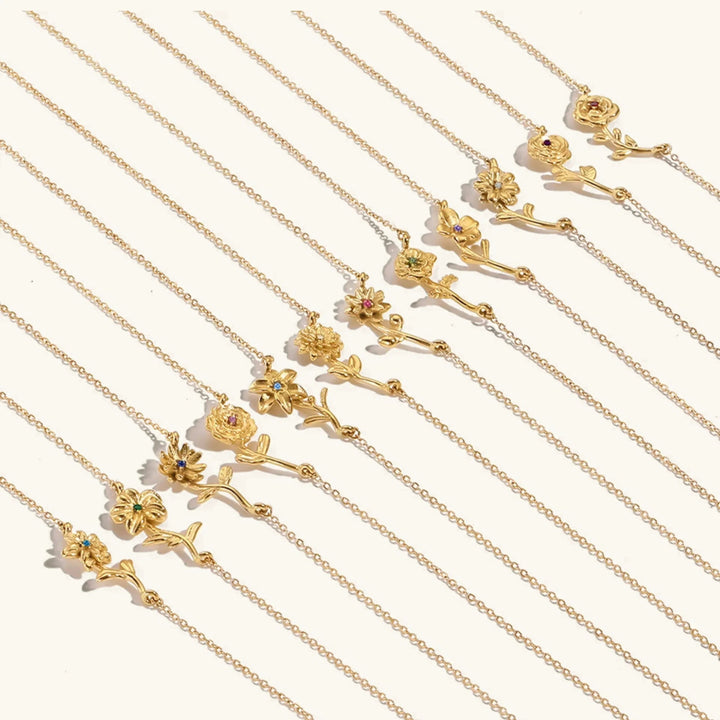 Maribelle Birth Flower Gold Necklace