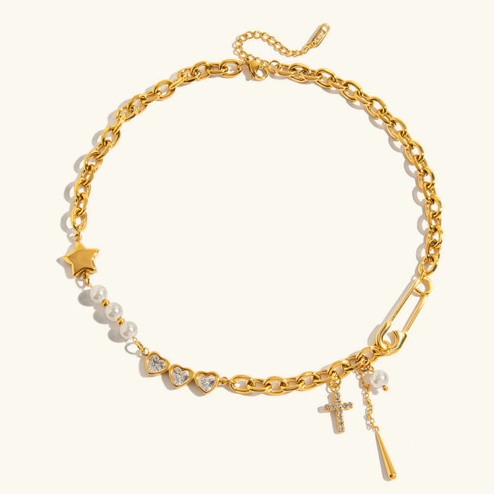 Zeraphine Diamond Pearl Gold Necklace