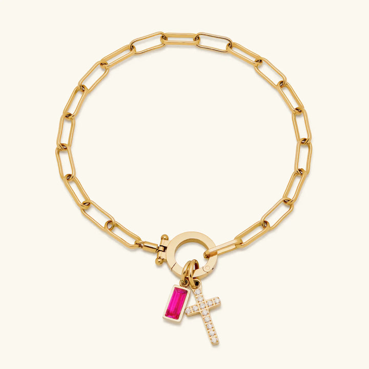 Annabella Birthstone Cross Bracelet
