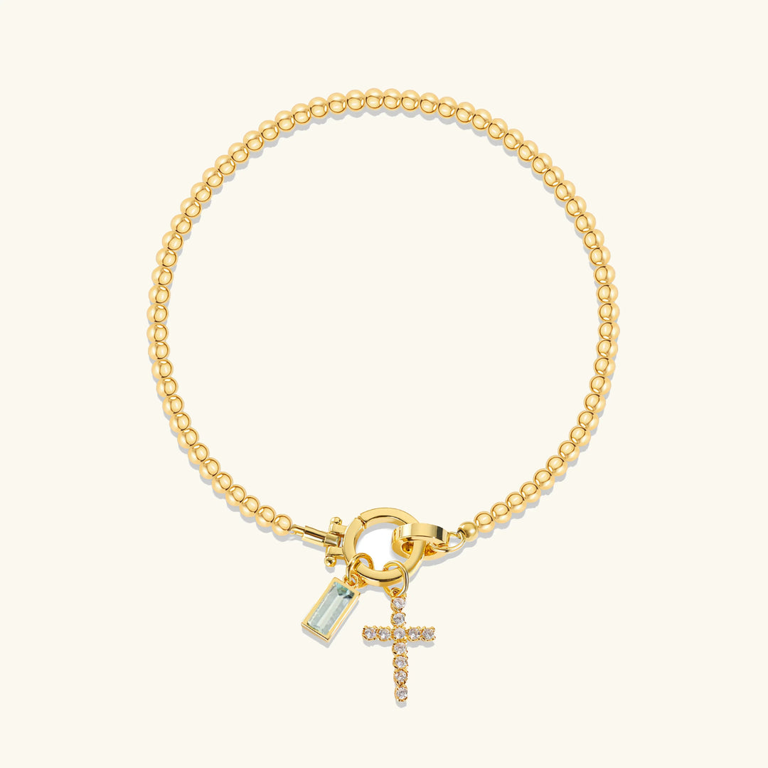 Amalia Birthstone Cross Bracelet