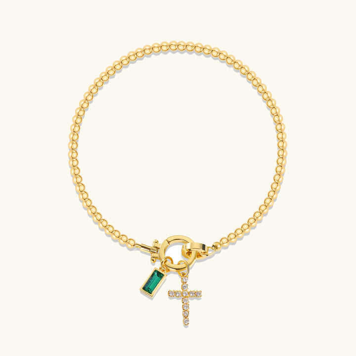 Amalia Birthstone Cross Bracelet