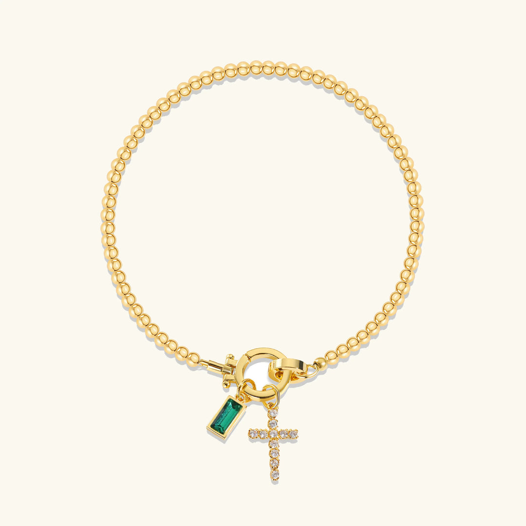 Amalia Birthstone Cross Bracelet