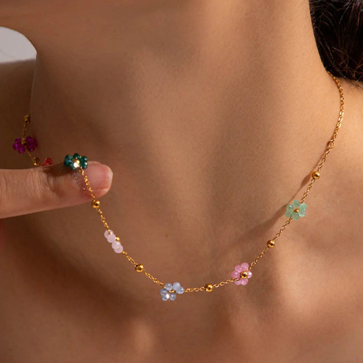 Azalea Floral Gold Necklace