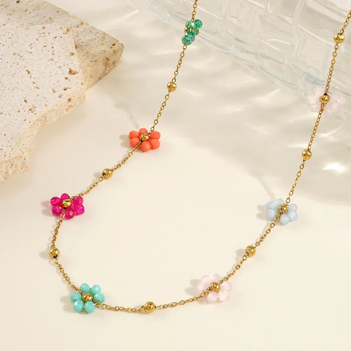 Azalea Floral Gold Necklace
