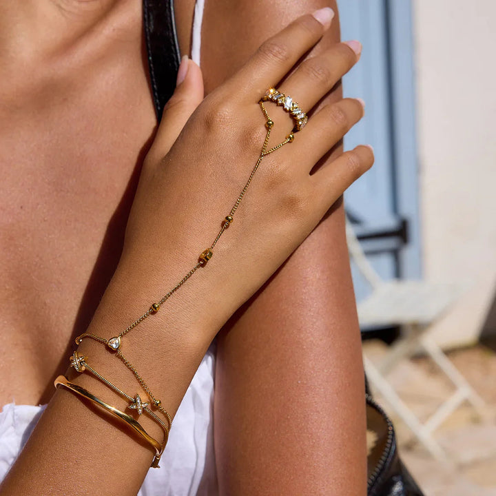 Brienne Diamond Cross Herringbone Bracelet