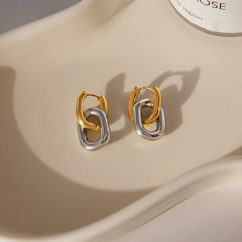 Pippa Two Tone Double Hoops
