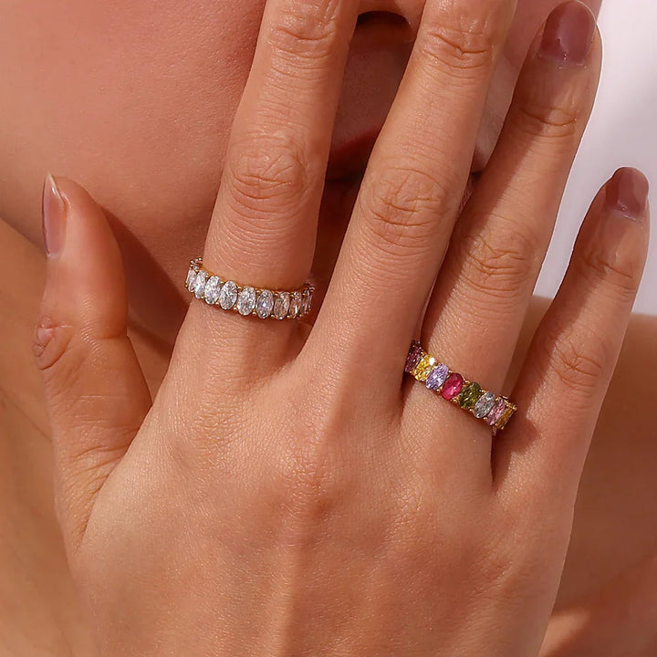 Antoinette Diamond Simulant Gold Ring