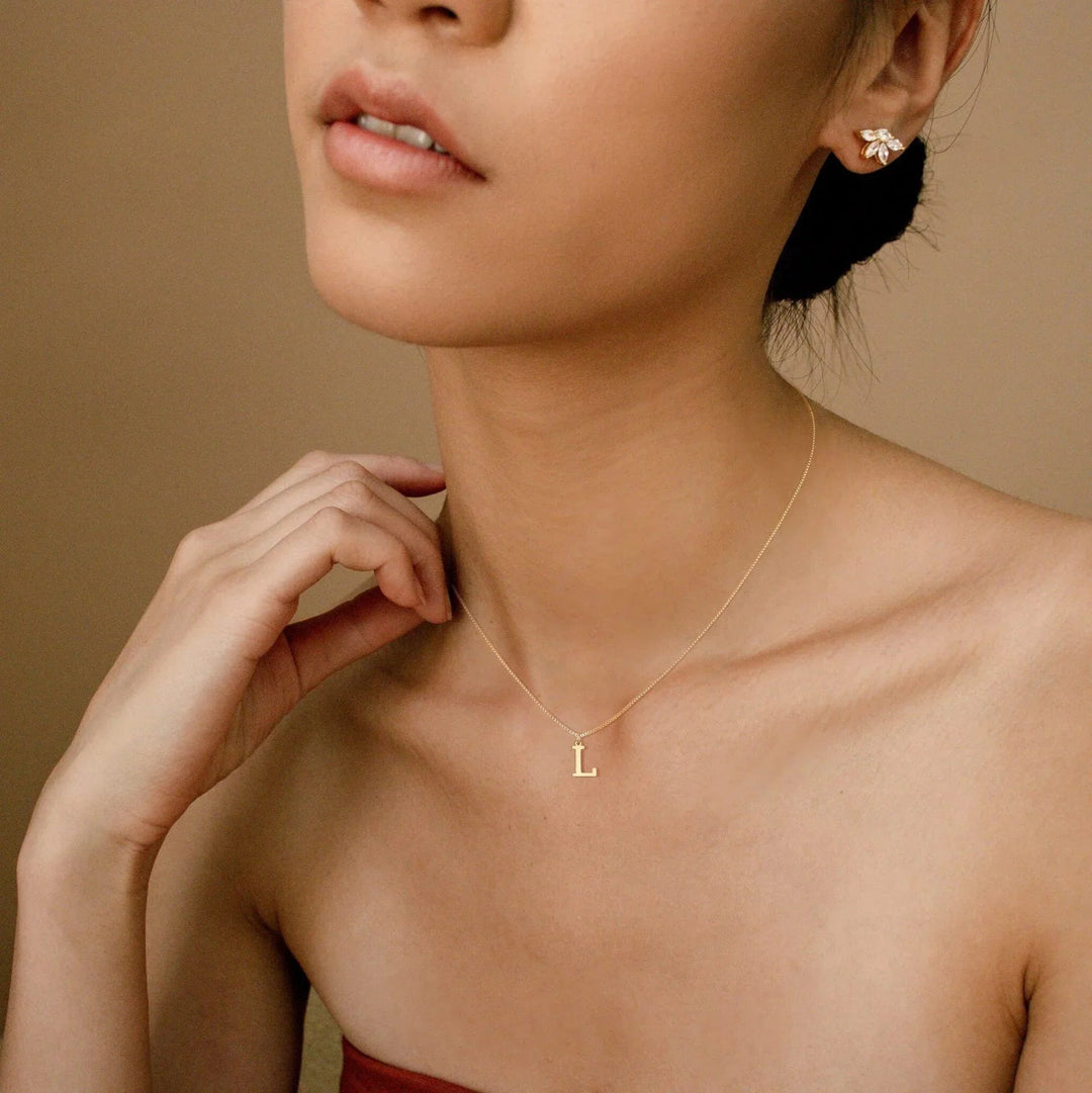 Therese Letter Initial Gold Necklace