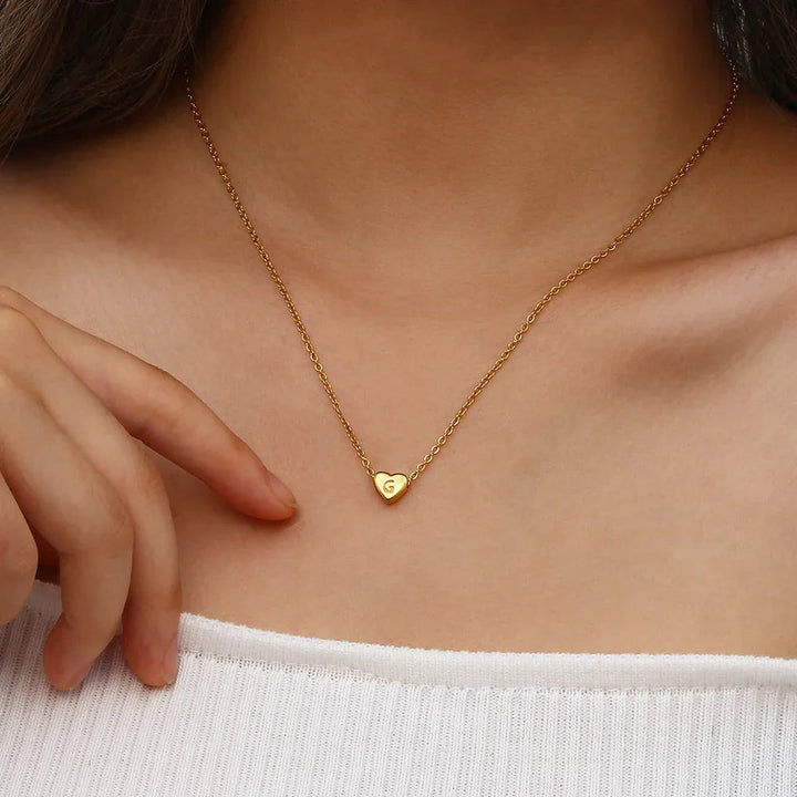 Heart Initial Gold Necklace