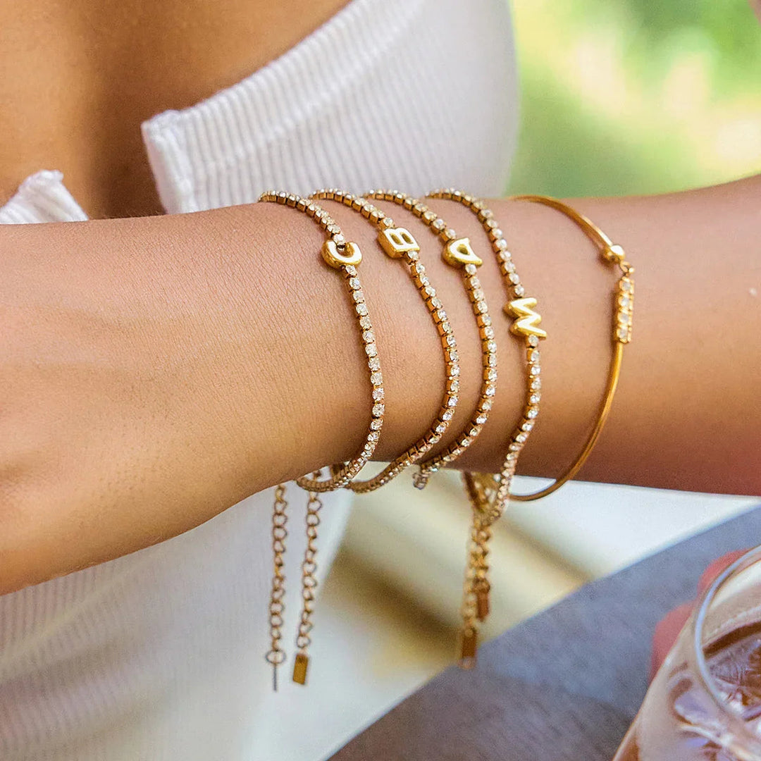 Avaria Bubble Letter Tennis Bracelet