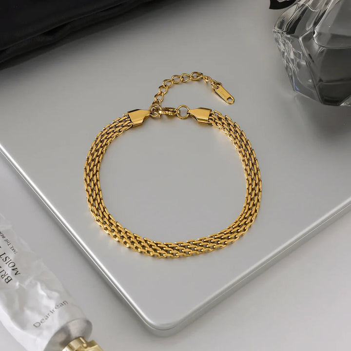 Avelie Mesh Chain Gold Anklet