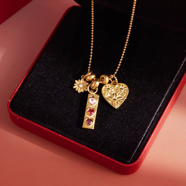 Tatiana Triple Heart Charm Necklace