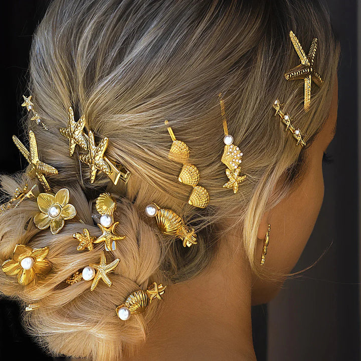 Seashell Serenity Gold Hair Clip