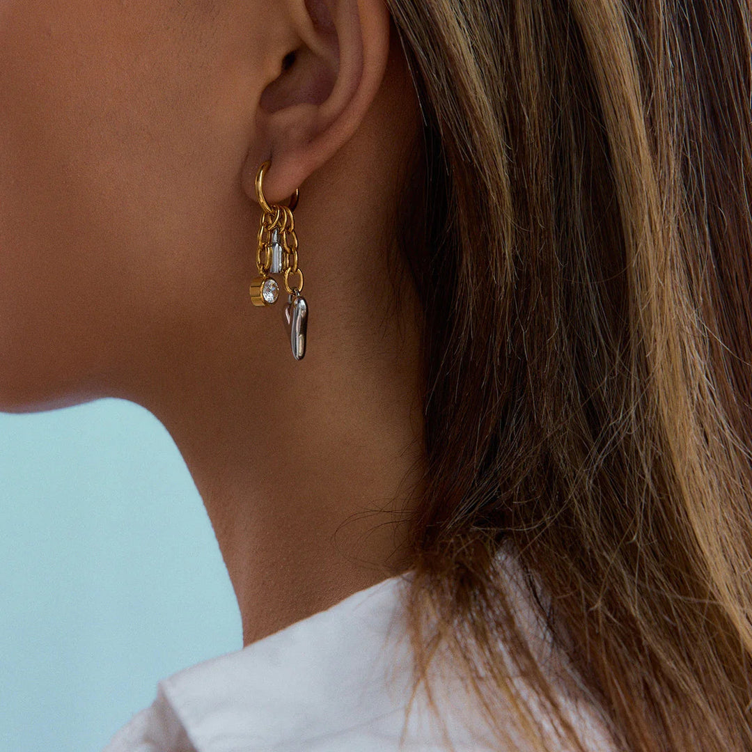 Sarah Heart & Lock Gold Earrings