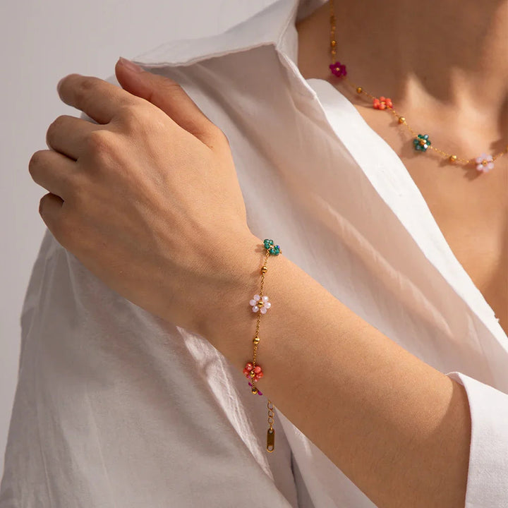 Azalea Floral Gold Bracelet
