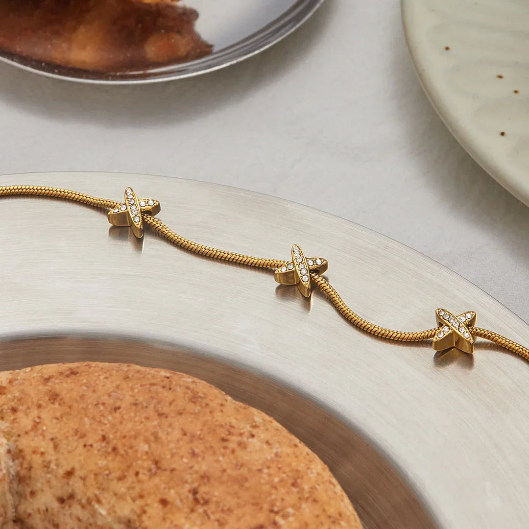 Brienne Diamond Cross Herringbone Bracelet
