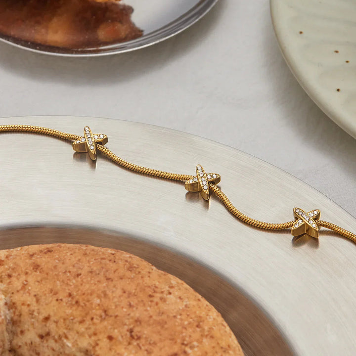Brienne Diamond Cross Herringbone Bracelet