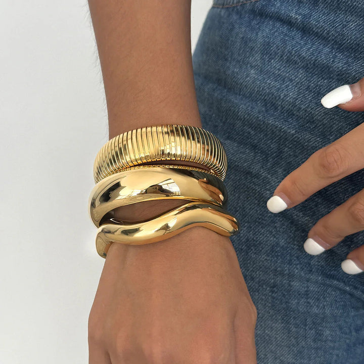 Luneth Chunky Gold Bangle Bundle