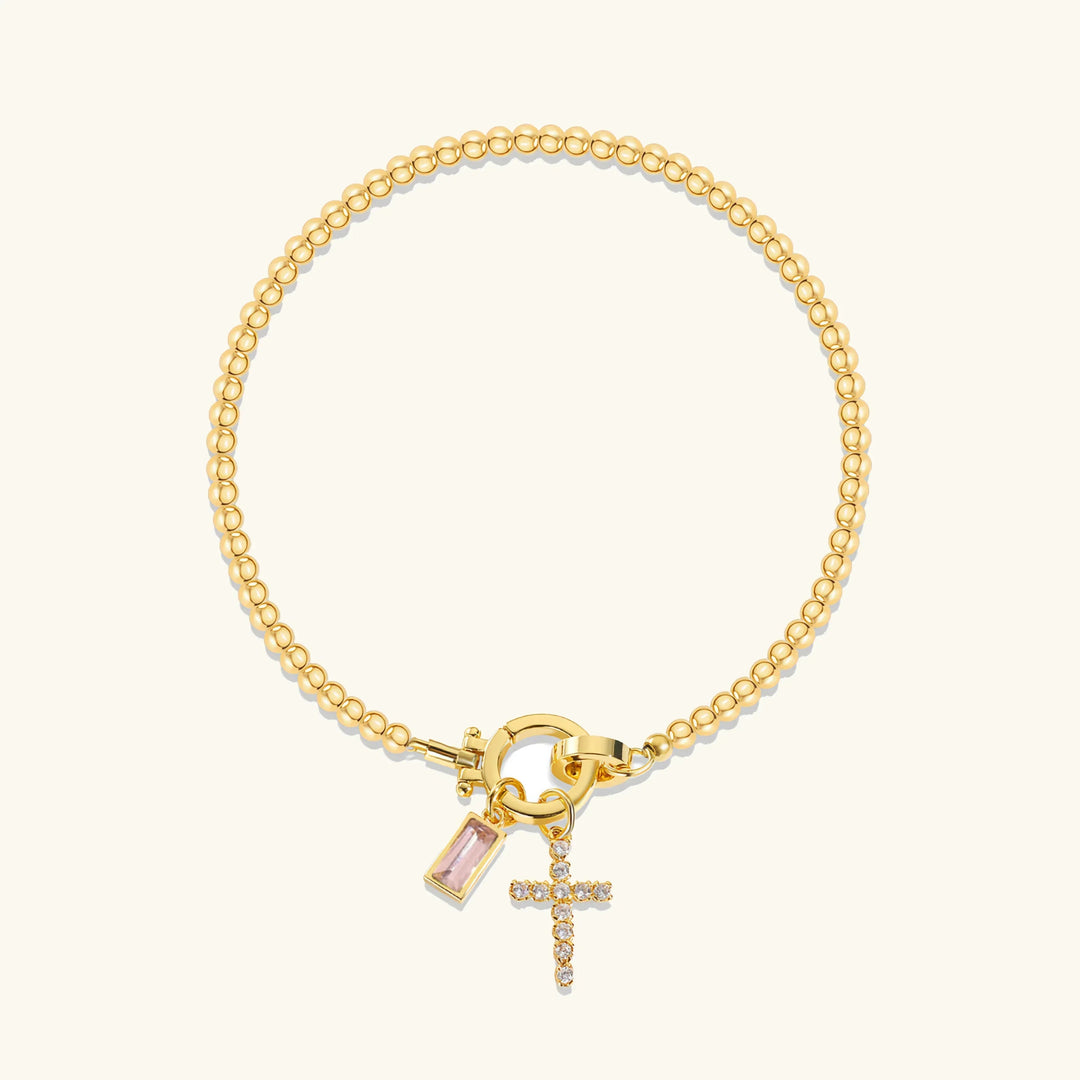 Amalia Birthstone Cross Bracelet