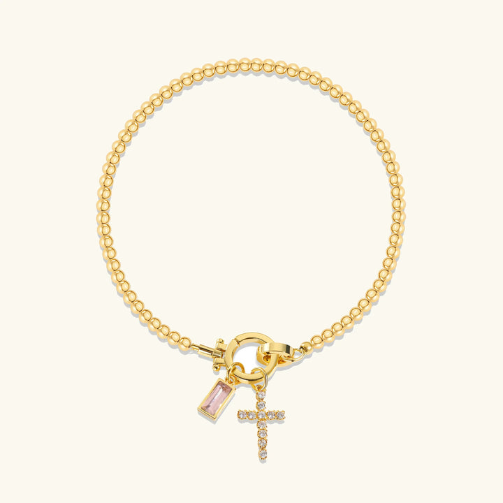Amalia Birthstone Cross Bracelet