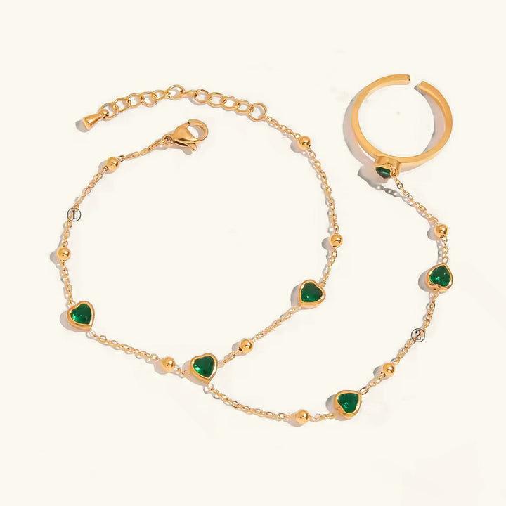 Gladys Emerald Heart Hand Chain