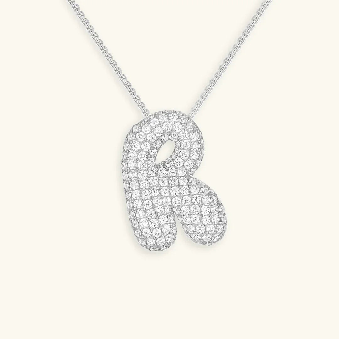 Bubble Initial Diamond Necklace