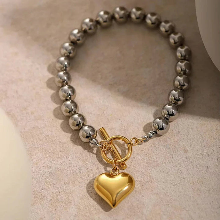 Alicia Chunky Bead Heart Bracelet
