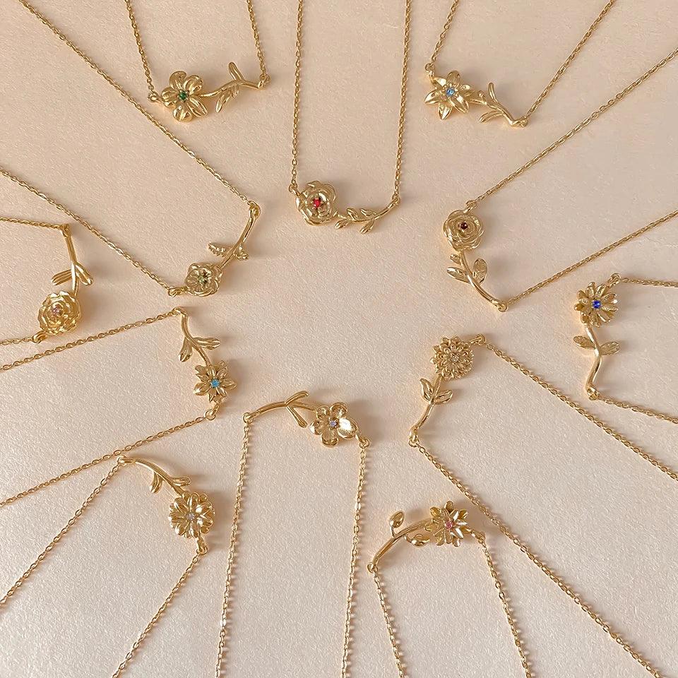 Maribelle Birth Flower Gold Necklace