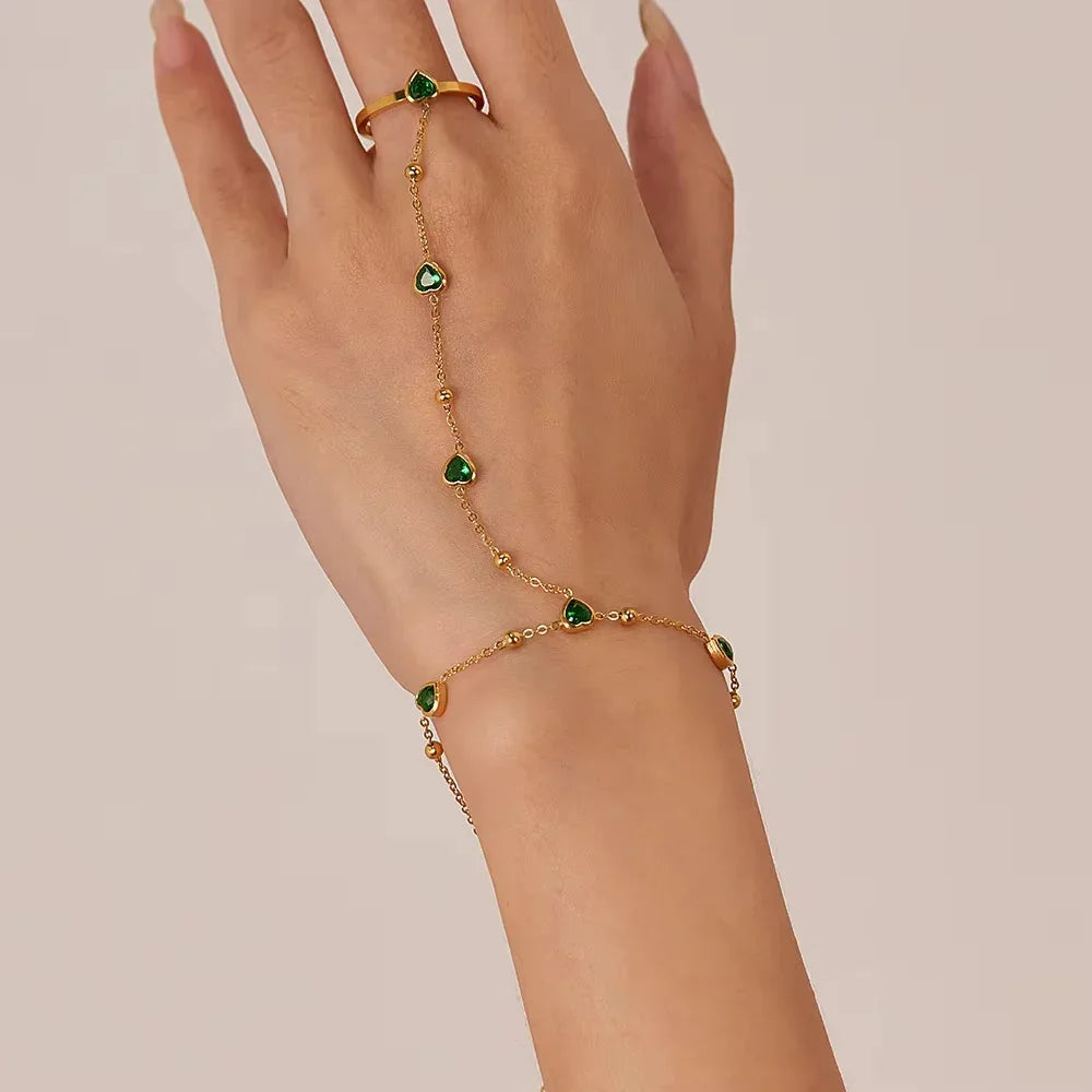 Gladys Emerald Heart Hand Chain