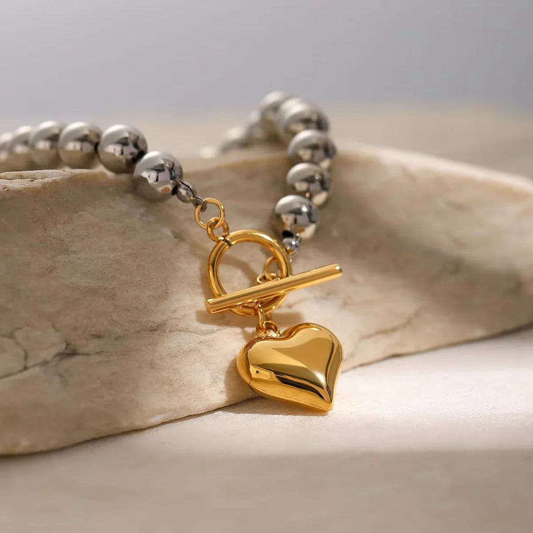 Alicia Chunky Bead Heart Bracelet