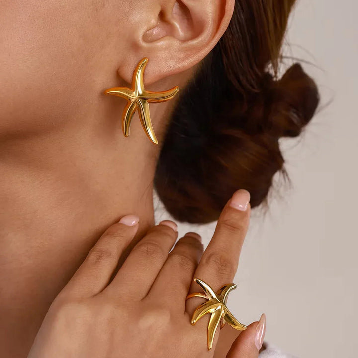 Oceanic Gold Starfish Ring
