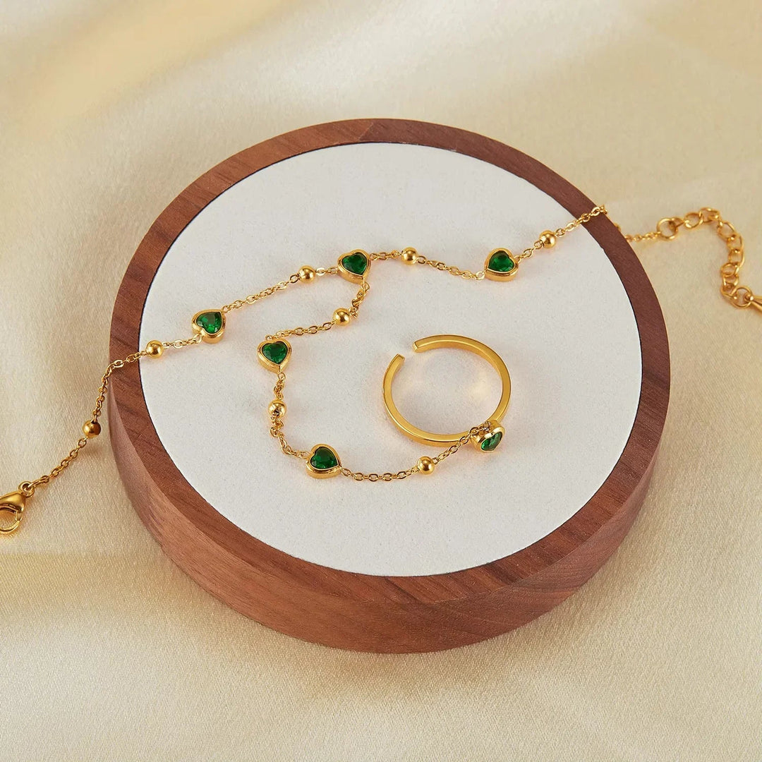 Gladys Emerald Heart Hand Chain