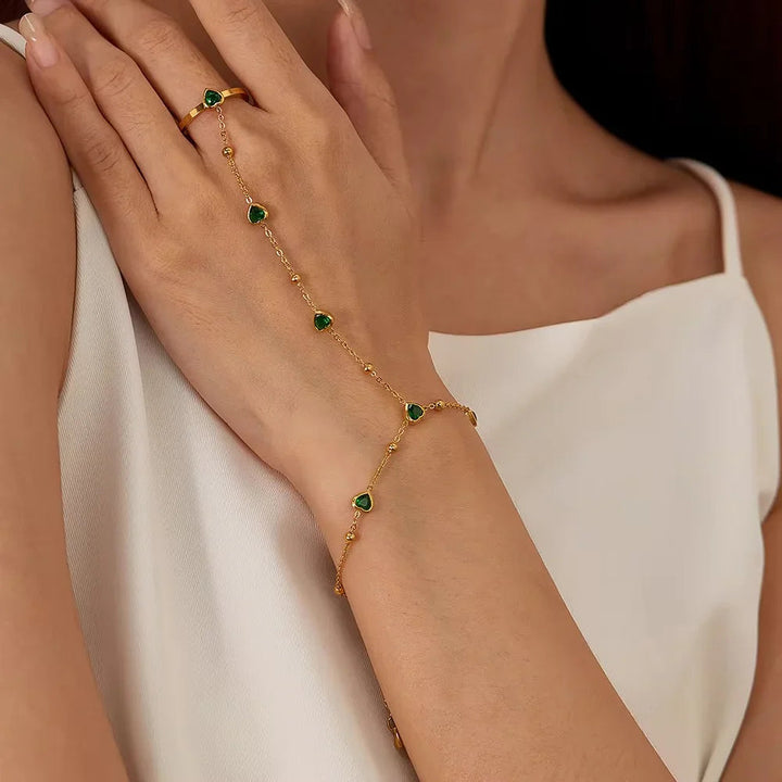 Gladys Emerald Heart Hand Chain